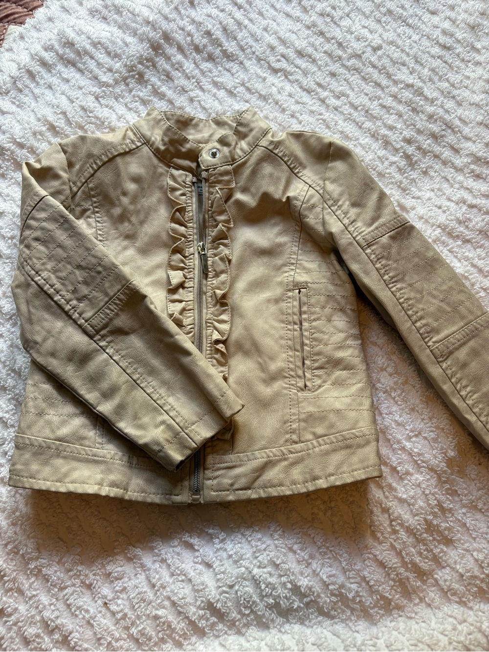 Mayoral Tan Ruffle-Trim Zip Jacket